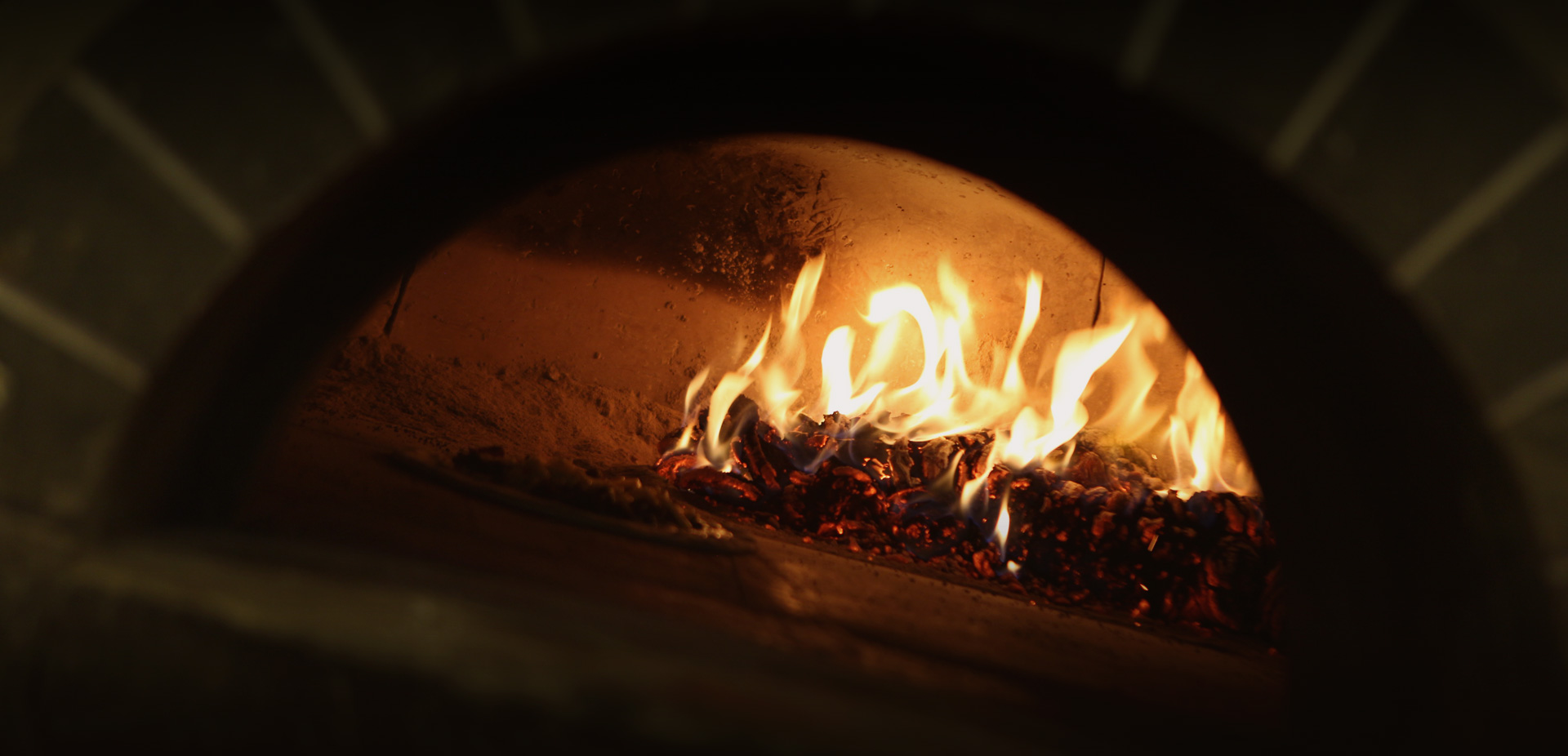 a close up of our wood-fire pizza oven